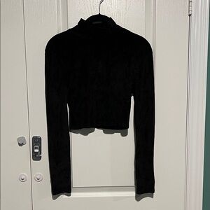 Aritzia Babaton velvet cropped mock neck sweater